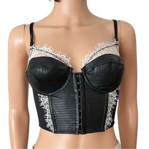 NWOT Victoria Secret vegan leather bustier with lace details